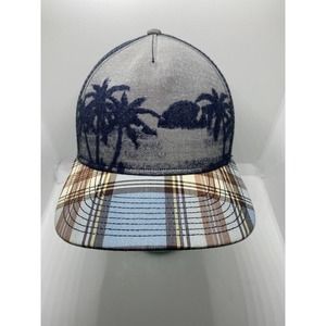 Pistil Gray Plaid Palm Island Adjustable SnapBack Hat Baseball Cap Mesh Back